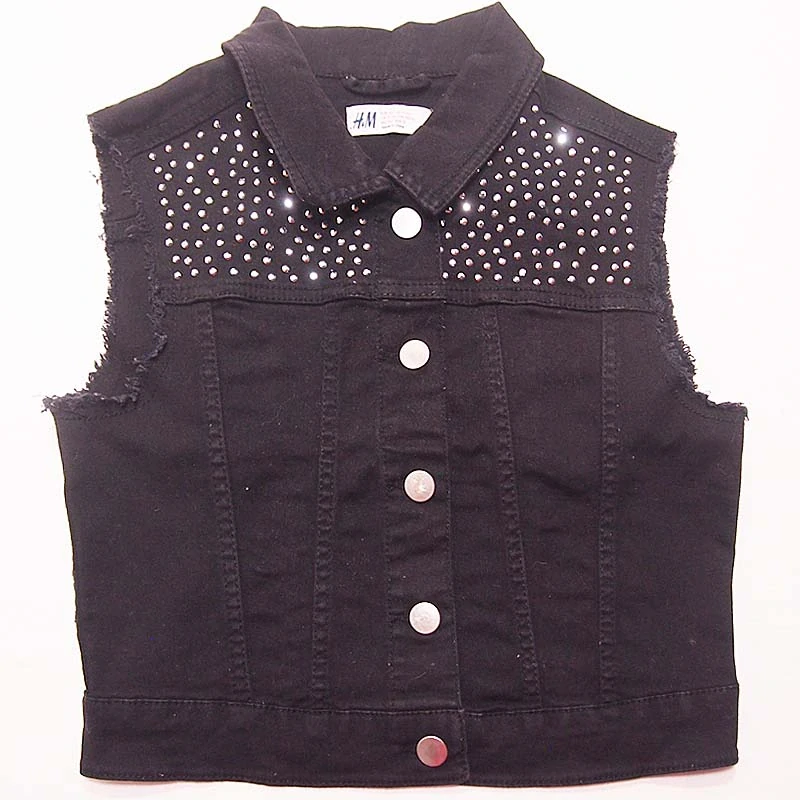 Riflová vesta s korálky H&M vel. 152