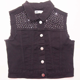 Riflová vesta s korálky H&M vel. 152
